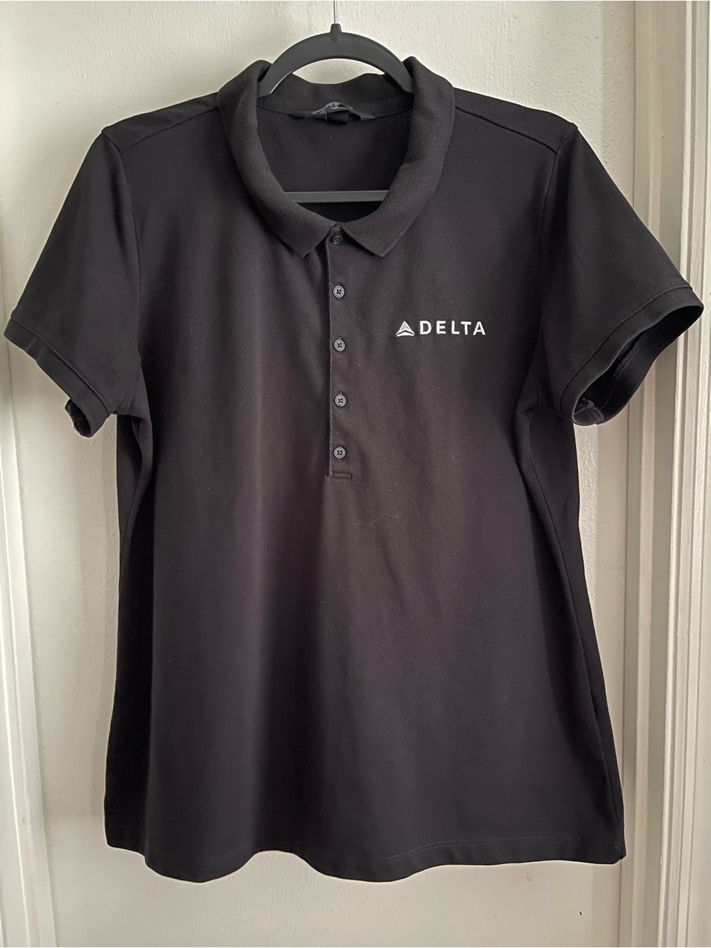 Delta Women's Black Polo with Embroidered Logo